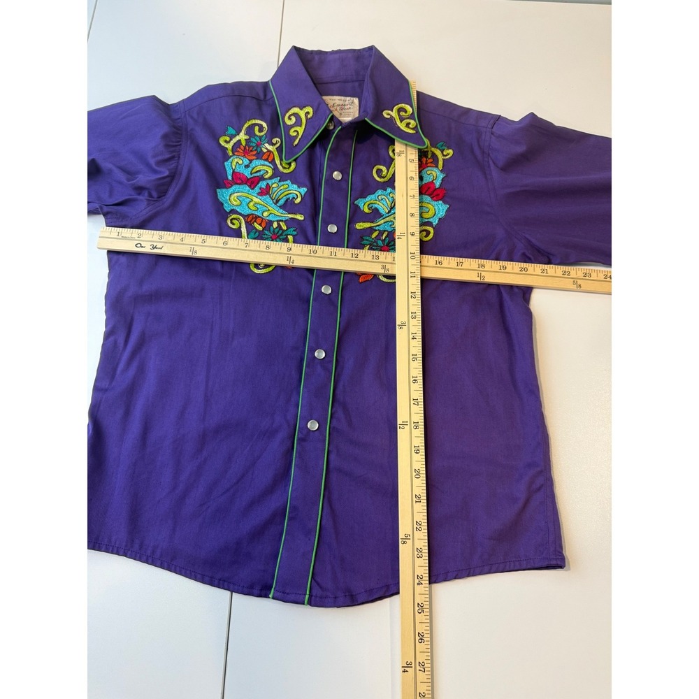 Rockmount Ranch Wear Western‎ Shirt Kids XL Purple Gypsy Soule Embroidered Snap - Picture 7 of 8